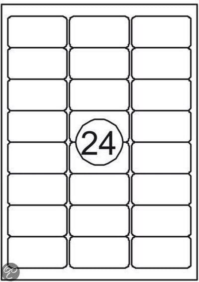 Benza Zelfklevende Etiketten op A4 Vel - 63,5 x 33,9 mm - 24 stickers per vel - 1000 vel