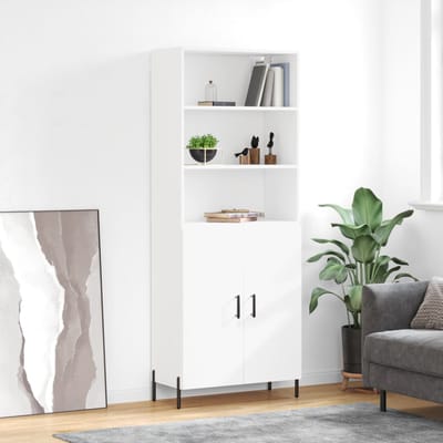 vidaXL - Hoge - kast - 69,5x34x180 - cm - bewerkt - hout - wit