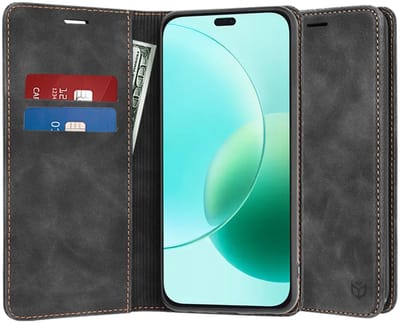 Hoesje geschikt voor HONOR 400 Lite - Techsuit Confy Book Wallet Case - Zwart