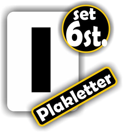Jerma - Plakletters - I (i) - Stickers – 6 st - Vinyl - 5 x 7 cm - Zwart - Voor Binnen en Buiten