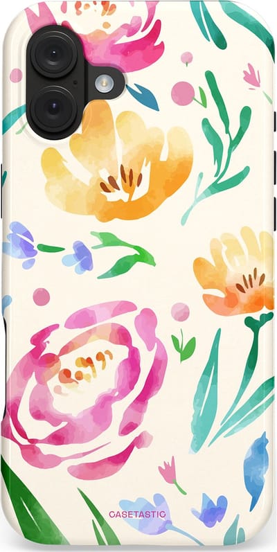 Casetastic hoesje geschikt voor Apple iPhone 16 Plus - MagSafe - Dubbellaagse bescherming - Aquarel serenade - Fashion Case - Wit Mintgroen Crème Lichtroze