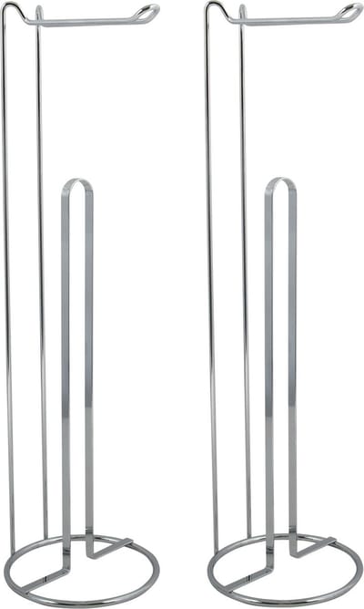 MSV Wc/toiletrolhouder reservoir - 2x - metaal - zilver - 54 cm - Voor 4/5 rollen