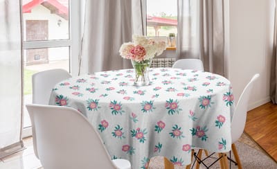 ABAKUHAUS bloemen ronde tafelkleed, cirkelvormige tafelkleed voor eetkamerkeukendecoratie, 150 cm, meerkleurig