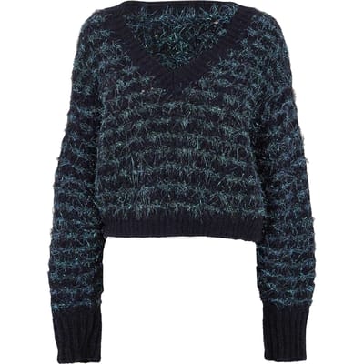 Boss Dames/Dames Metallic Thread Regular Sweater Top met lange mouwen (Zwart Gemengd)