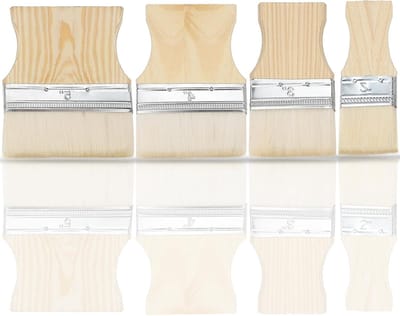 Set van 4 platte kwasten met populieren handvatten - Ideaal voor schilderen, knutselen en decoratie