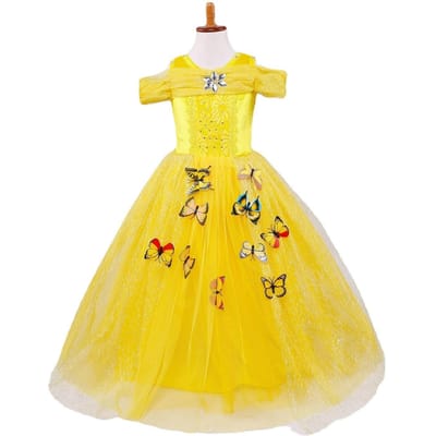 Robe de soirée Cosplay fantaisie pour filles, Costume de princesse 100 cm jaune