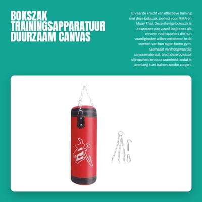 Dailygoods- Bokszak 60 cm - Zware Zandzak - Slijtvast Canvas - Voor MMA/Kickboksen - Schokabsorberend - Duurzaam Gebruik