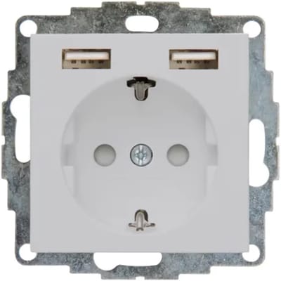 Kopp Inbouwstopcontact Athenis Randaarde 1-polig + 2 Usb Grijs Ip20