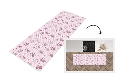 Keukenloper - Loper keuken - Hond - Roze - Patronen - 150x50 cm - Keukenloper vinyl