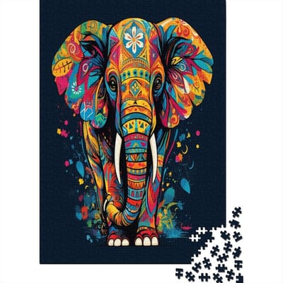 Olifant Puzzel - Legpuzzel Stukjes - Ontspanning Thuis - Hoge Resolutie Print - 75 x 50 cm