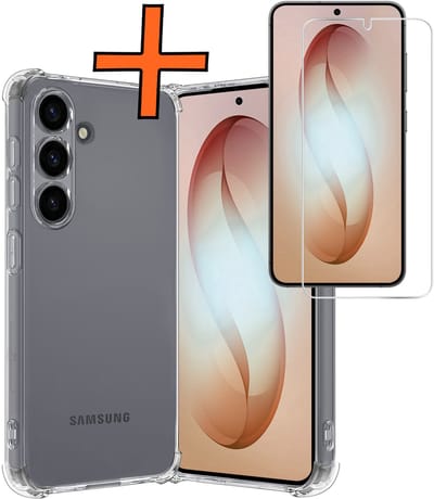 Hoes - Met Screenprotector - Geschikt voor Samsung Galaxy S26 - Sterk & Shockproof - Siliconen Case - Back Cover - Telefoon Hoes - Shock Proof - Transparant