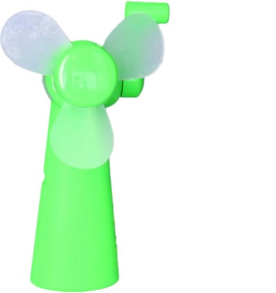 Mini ventilator/handventilator - 11 cm - met draaimechaniek - Groen - Verkoeling in zomer