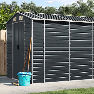 vidaXL - Tuinschuur - 191x470x198 - cm - gegalvaniseerd - staal - antracietkleurig