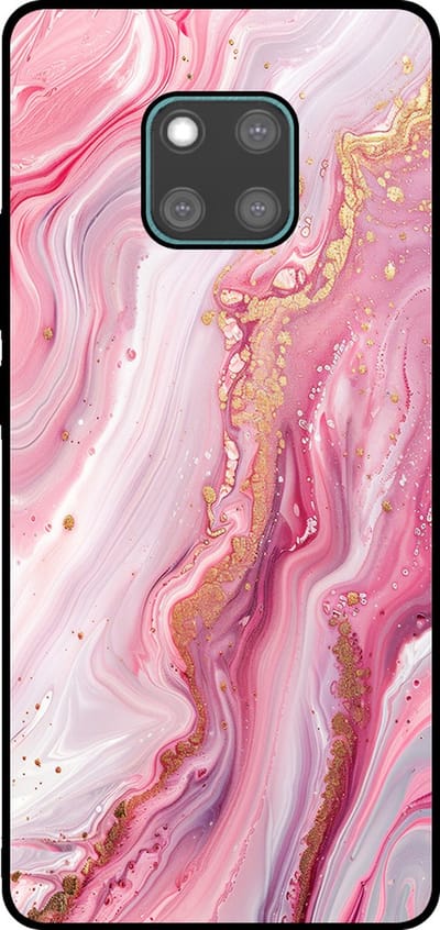 Smartphonica Telefoonhoesje Geschikt voor Huawei Mate 20 Pro met marmer opdruk - TPU backcover case marble design - Roze geschikt voor Huawei Mate 20 Pro