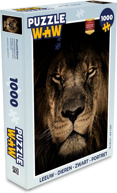 Puzzel Leeuw - Dieren - Zwart - Portret - Legpuzzel - Puzzel 1000 stukjes volwassenen