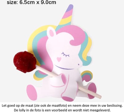 25x Eenhoorn Decoratie Houders voor lolly's, traktatiespiezen, etc - 6.5cm x 9.0cm - Unicorn - Karton - Papier - Traktatiespies - Groentespies - Snoepspies - Kaas en Worst stokje - Capresestokje - Trakteren - Uitdelen - Verjaardag - Feestje