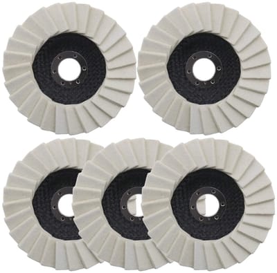 Dailygoods- Polijstschijf 125mm - 5 Stuks - Wolvilt - Onderlegschijf - Geschikt voor Metaal/Glas - Max RPM 15300 - Duurzaam en Praktisch - Polijstwiel