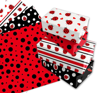12 Vellen Vrolijk Inpakpapier met lieveheersbeestjes (50x61 cm) - Cadeaupapier voor Kinderen en Feestjes