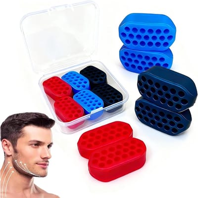 6 Stuks Kaaktrainer met Silicone, Kauwen, 40/50/60 lbs Weerstand, Oefenapparaat voor Gezichtspieren, Verbeter Je Kaaklijn en Versterk Spieren