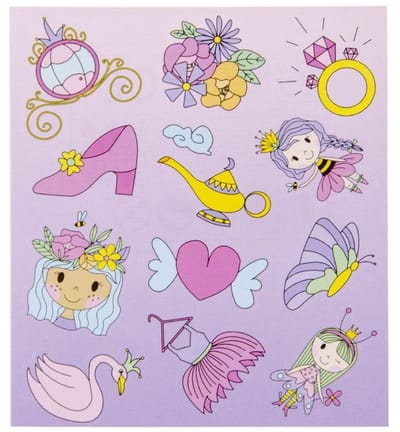 12 STICKERVELLETJES PRINSES - STICKERTJES PRINSES - UITDEELCADEAUTJE PRINSESSEN FEESTJE - LG IMPORTS