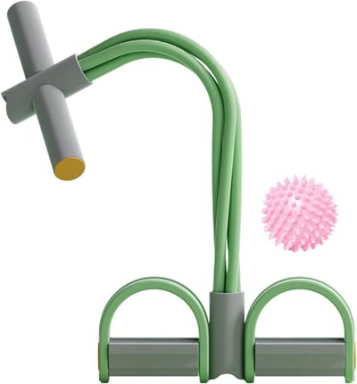 Pedaaltrekker Fitness - Weerstandstrainer Banden - Thuis Sporten - Dubbele Elastische Buizen - 26.5 x 46 cm - Groen