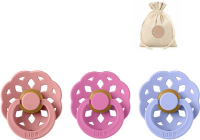 Bibs boheme fopspenen - Maat 1 0 - 6 maanden - Bubblegum, Hush, Dusty Pink+ Bolletoet speenzakje