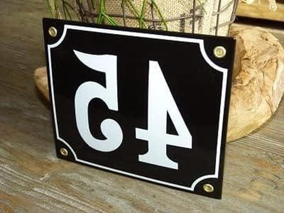 Huisnummer Emaille - Nummerbord Huis - Huis Nummer Aangeven - Handgemaakt Relief - 18x15 cm - Zwart Wit