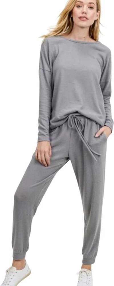 Stijlvolle Dames Huispak / Tracksuit / Joggingspak | 2-Delig Home Wear / Trainingspak | Sport Kleding | Grijs - S