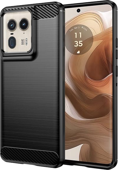 Hoesje geschikt voor Motorola Edge 50 Ultra - Techsuit Carbon Silicone Back Cover - Zwart