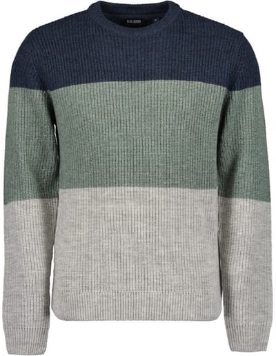 Blue Seven - Trui 376497 grijs streep ronde hals - maat M