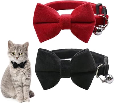 Verstelbare Kattenhalsband met Bel en Strik - 2 Stuks - Veiligheidshalsband voor Katten en Kleine Honden - Perfect voor Bruiloften en Feestjes