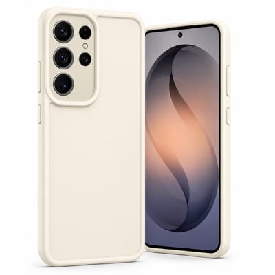 Geschikt voor Samsung Galaxy S26 Ultra Hoesje - Siliconen Matte Back Cover - Creme