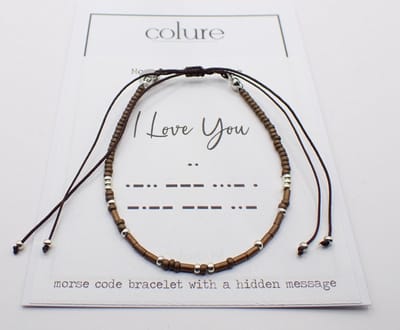 Colure® morse code armband bruin I Love You