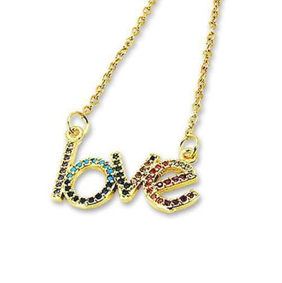 Amanto Ketting Evira G - 316L Staal - Liefde / Love - 23x14mm - 50cm