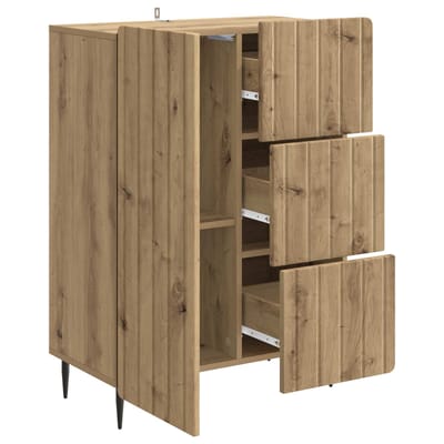 vidaXL - Dressoir - Artisanaal - eiken - 66 - x - 34,5 - x - 91,5 - cm - Bewerkt - hout