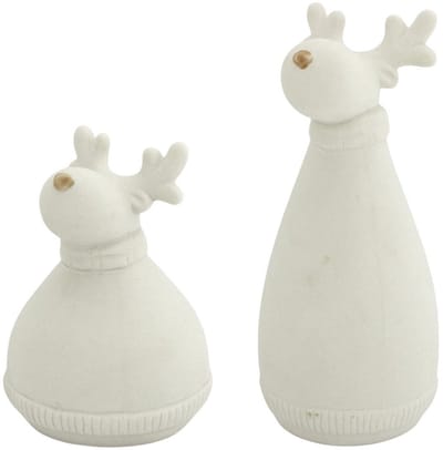Home Society - Decoratieve eland - Bruno - Set 2 - 16,8 x 7,3 x 7,3cm - Porselein - 2 stuks