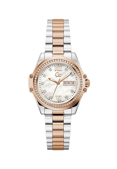 Gc Gc Bolt Lady Mid Size Metal Analoog Quartzhorloge Zilverkleurig En Roségoudkleurig Kast Gemaakt Van 100% Roestvrij Staal En Een Armband Van 100% Roestvrij Staal 34 Z53001L1