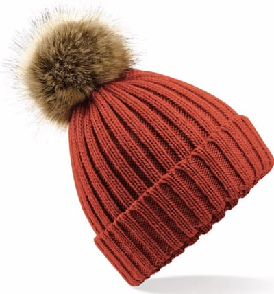 Beechfield Dames Muts Met Pompon - One size - Orange rust