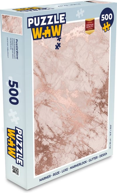 Puzzel Marmer - Roze - Luxe - Marmerlook - Glitter - Design - Legpuzzel - Puzzel 500 stukjes