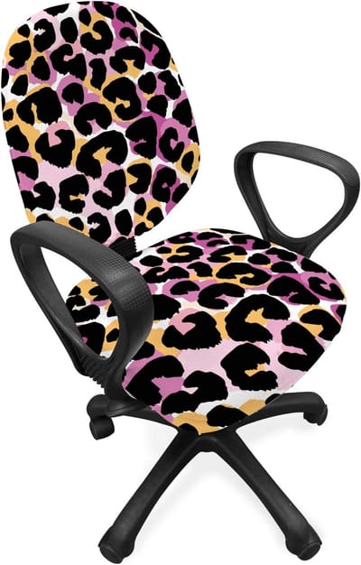 ABAKUHAUS luipaardprint bureaustoel met overtrek, wild exotisch dier, decoratieve beschermhoes gemaakt van rekstof, meerkleurig