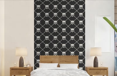 Behang - Fotobehang Patronen - Skull - Botten - Piraten - Jongens - Kinderen - Kids - Jongetje - Breedte 150 cm x hoogte 240 cm