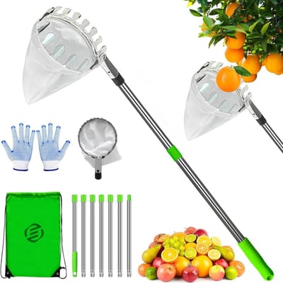 Equivera Appelplukker - Fruitplukker - Appel Plukker - Fruit Plukker - Fruitplukker met Steel - Appelplukker met Steel - Vluchtenplukker - Gemakkelijk fruit plukken!