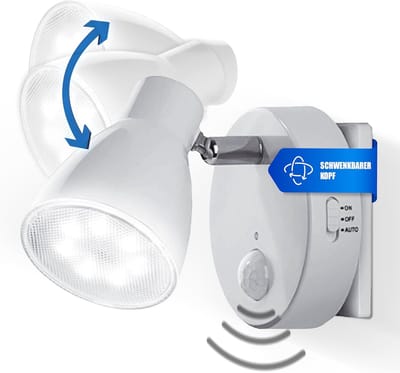 Trango 2635-016 LED-sensor nachtlampje * MILO * met bewegingssensor en automatische functie in wit veiligheidslicht Direct 230V, socketlamp, wandlamp, oriëntatielicht, nachtlamp, socket light