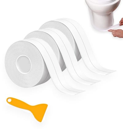 Zelfklevende Kitstrip Afdichtingstape – Waterdicht PVC – Naadloos – Eenvoudige Installatie – 3 Rollen 3,2m x 38mm – Wit – Inclusief Afdichtingstool