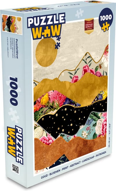 Puzzel Goud - Bloemen - Print - Abstract - Landschap - Patronen - Legpuzzel - Puzzel 1000 stukjes volwassenen