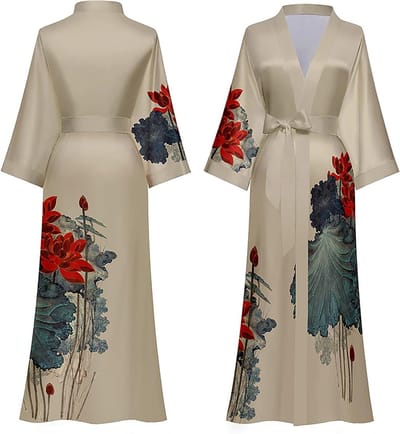 Dames Kimono - Badjas Nachtjapon - Ontspannen Thuis - Zijdezacht Materiaal - Lengte 128cm - Chinees Patroon