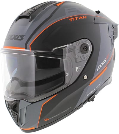 Axxis Hawk SV Evo Integraal helm Titan B4 mat zwart oranje grijs