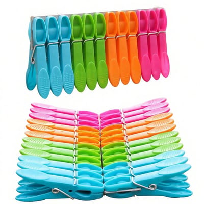 Verpakking met 48 wasknijpers, antislip en stevig, met duurzame veren, verkrijgbaar in diverse kleuren, gemaakt van kunststof, geschikt voor het drogen van kleding in huis, tuin, binnen en buiten.