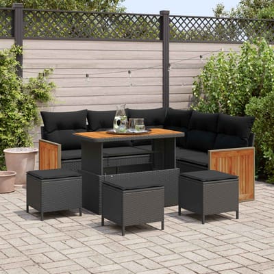 vidaXL - Tuinbank - Set - 9 - st - 9-Aantal - zitplaatsen - Zwart