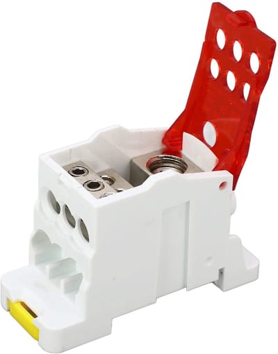 Dailygoody - Klemmenverdelerdoos - Verdeeldoos voor klemmenblok - 690 V - Rood - Efficiënte bedrading - Geschikt voor DIN-rail - 160 A